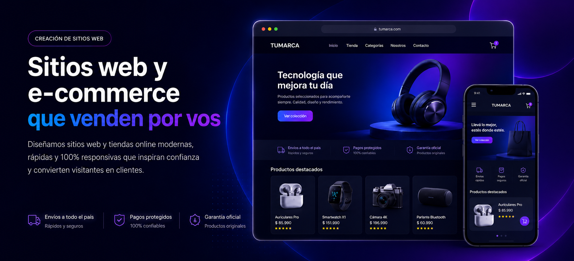 Creación de sitios web y e-commerce profesionales